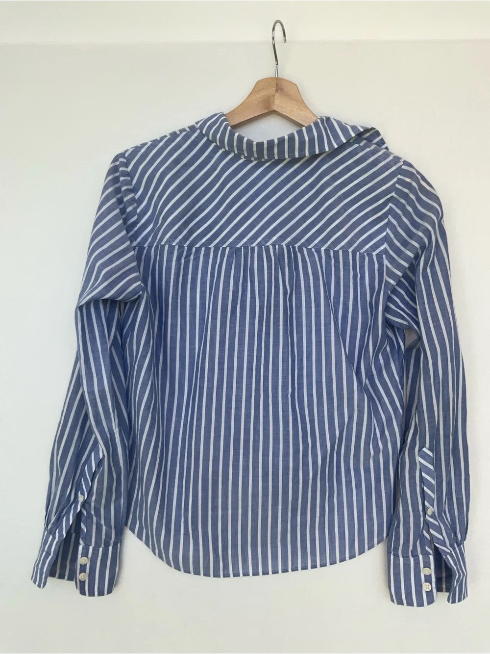 J. Crew Blue and White Striped Button-Down Tie-Front Shirt